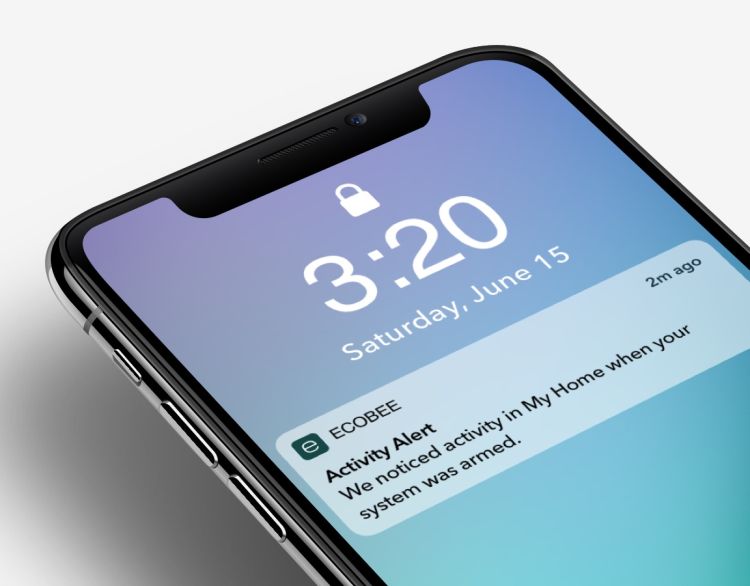 Activity alert notification on phone screen