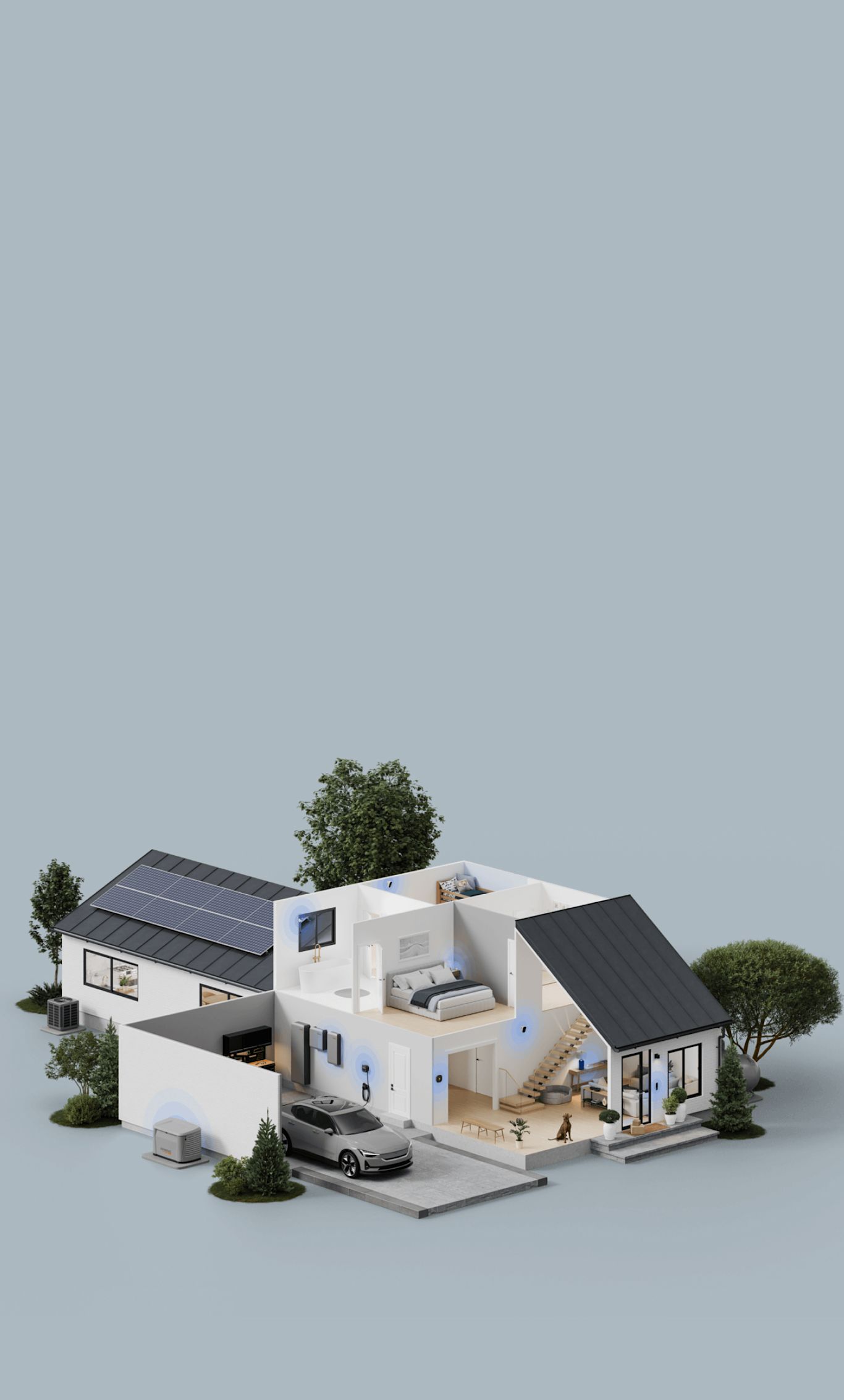 cross section of a house showing ecobee and generac products
