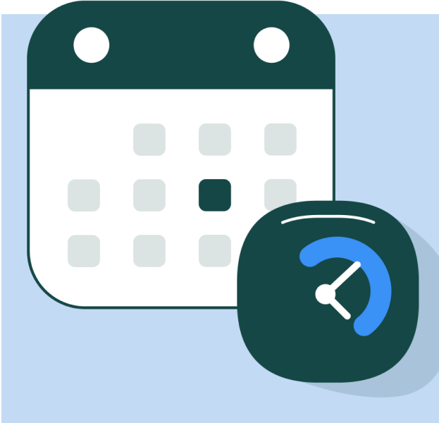 illustration of a calendar and an ecobee thermostat