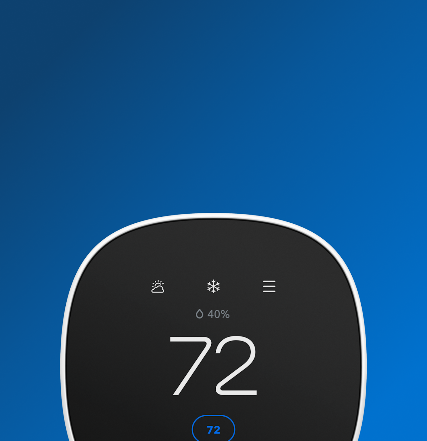 ecobee thermostat on a blue background