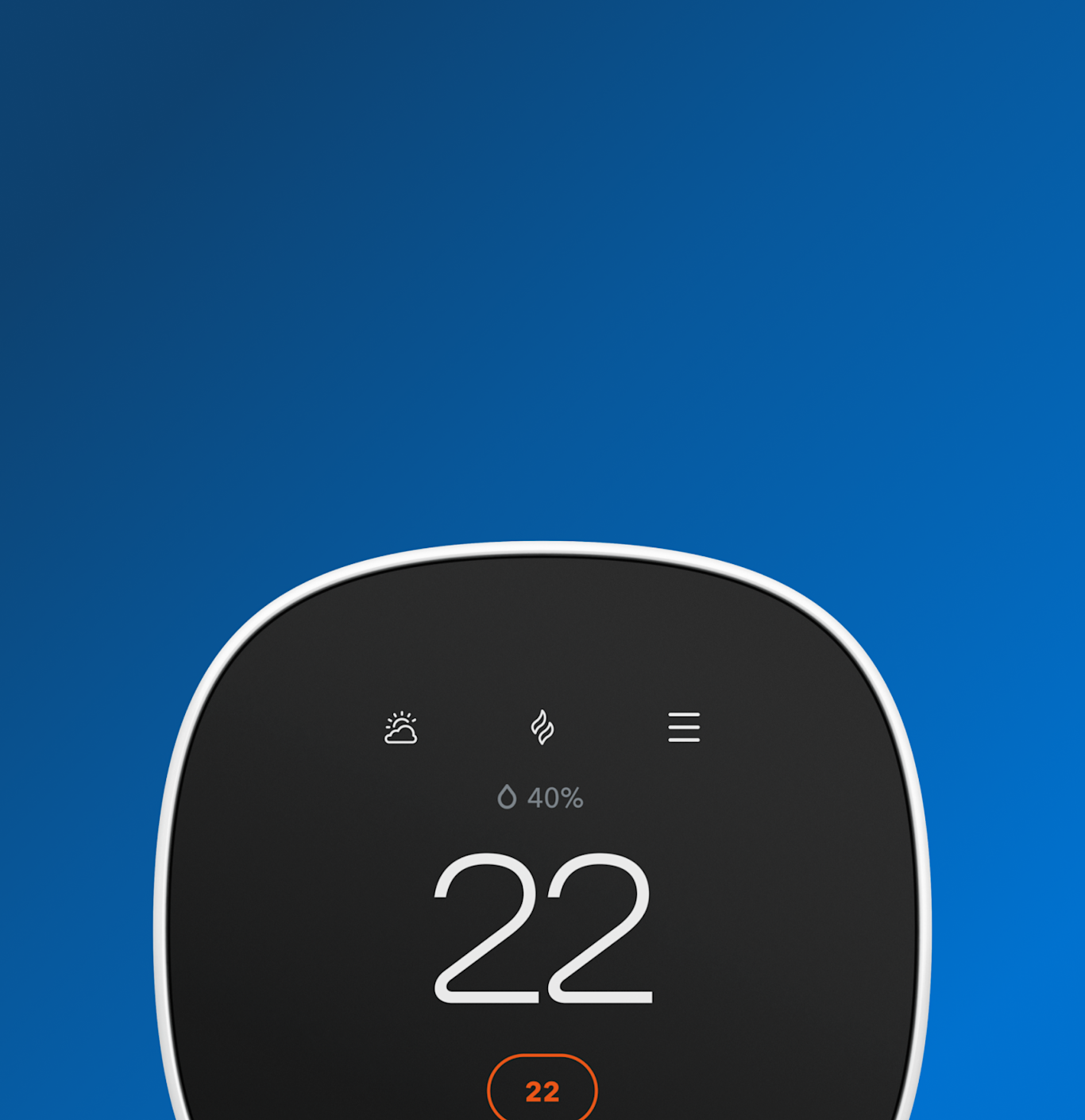 ecobee thermostat on a blue background