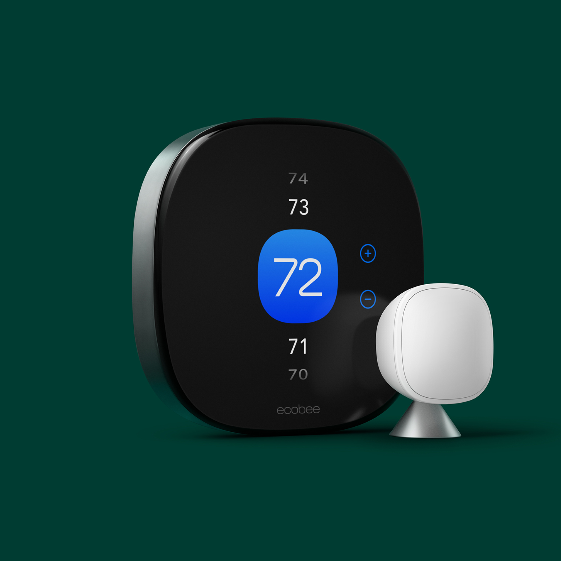 ecobee smart thermostat premium on a green background