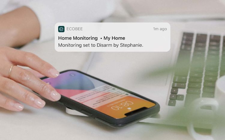Home Monitoring alert coming up on smartphone.