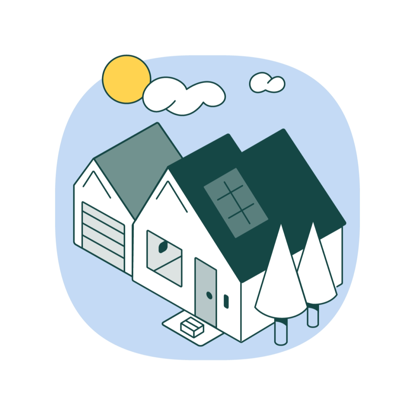 an illustration of a house with solar panels on the roof