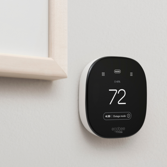 ecobee thermostat on a wall