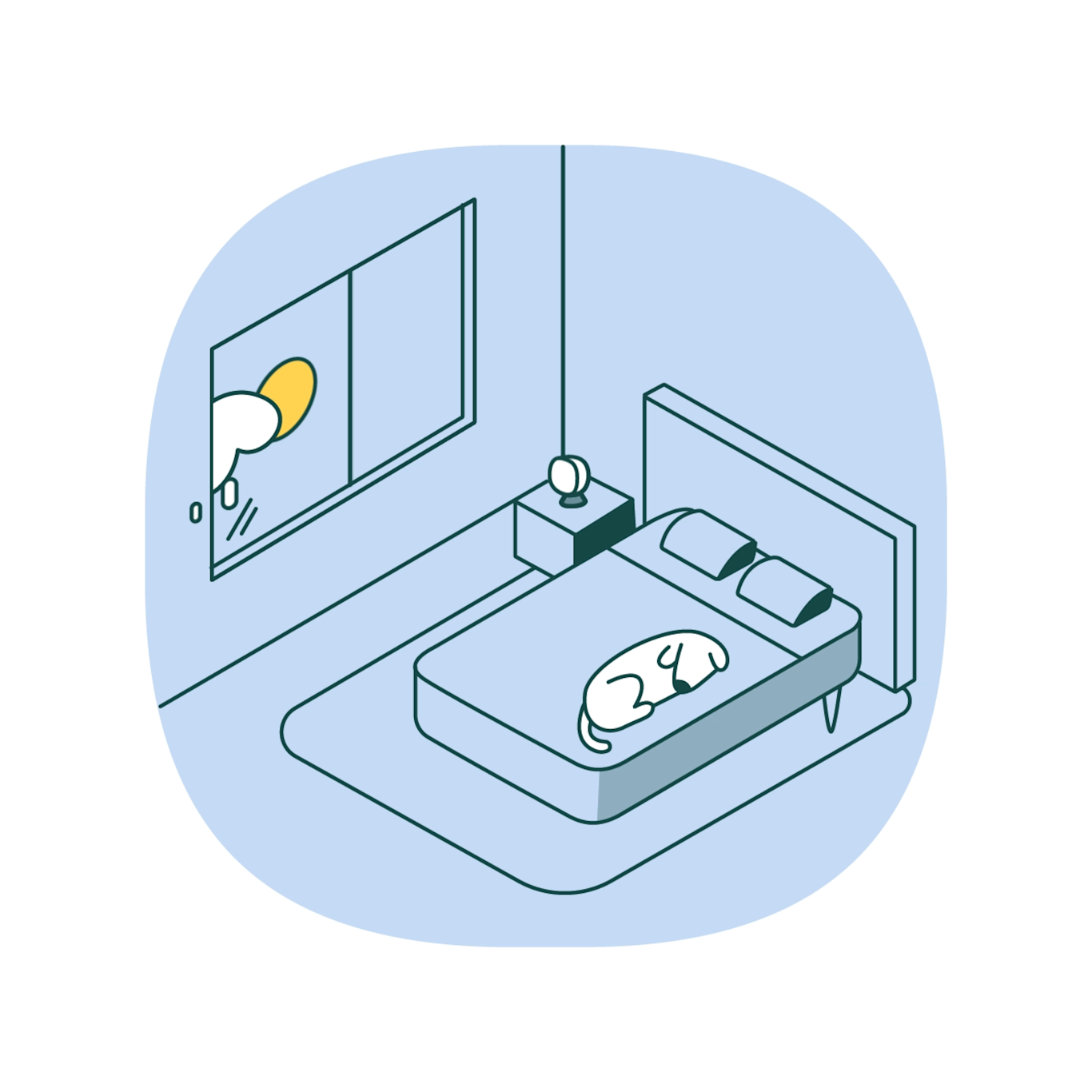 an illustration of a bedroom with ecobee smart sensors.