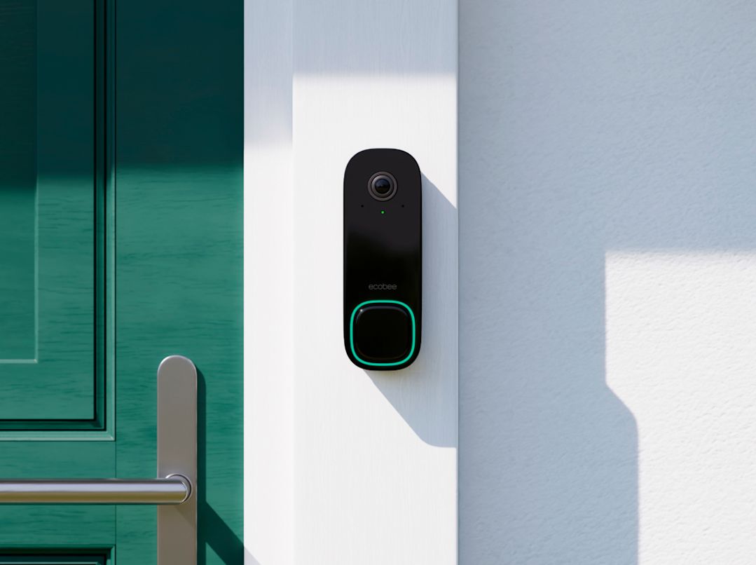 ecobee smart doorbell camera on a front door