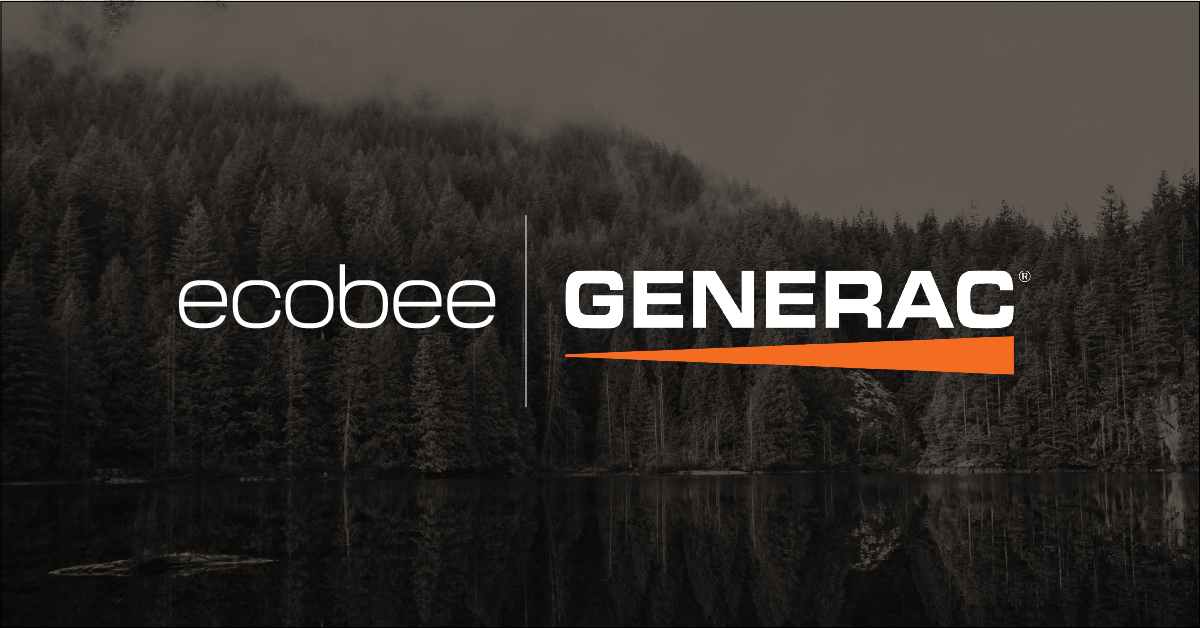 Image of ecobee and Generac logos against forest background.