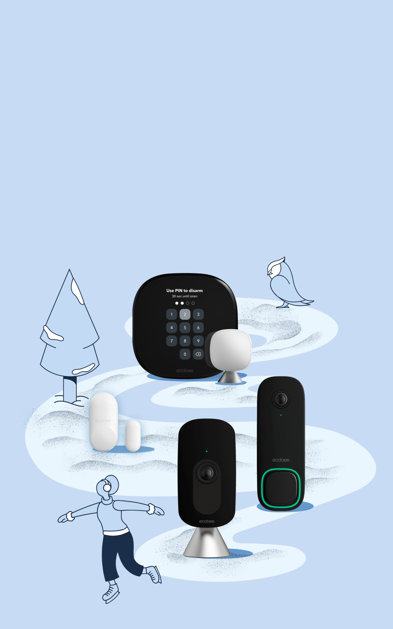 ecobee products on a blue background