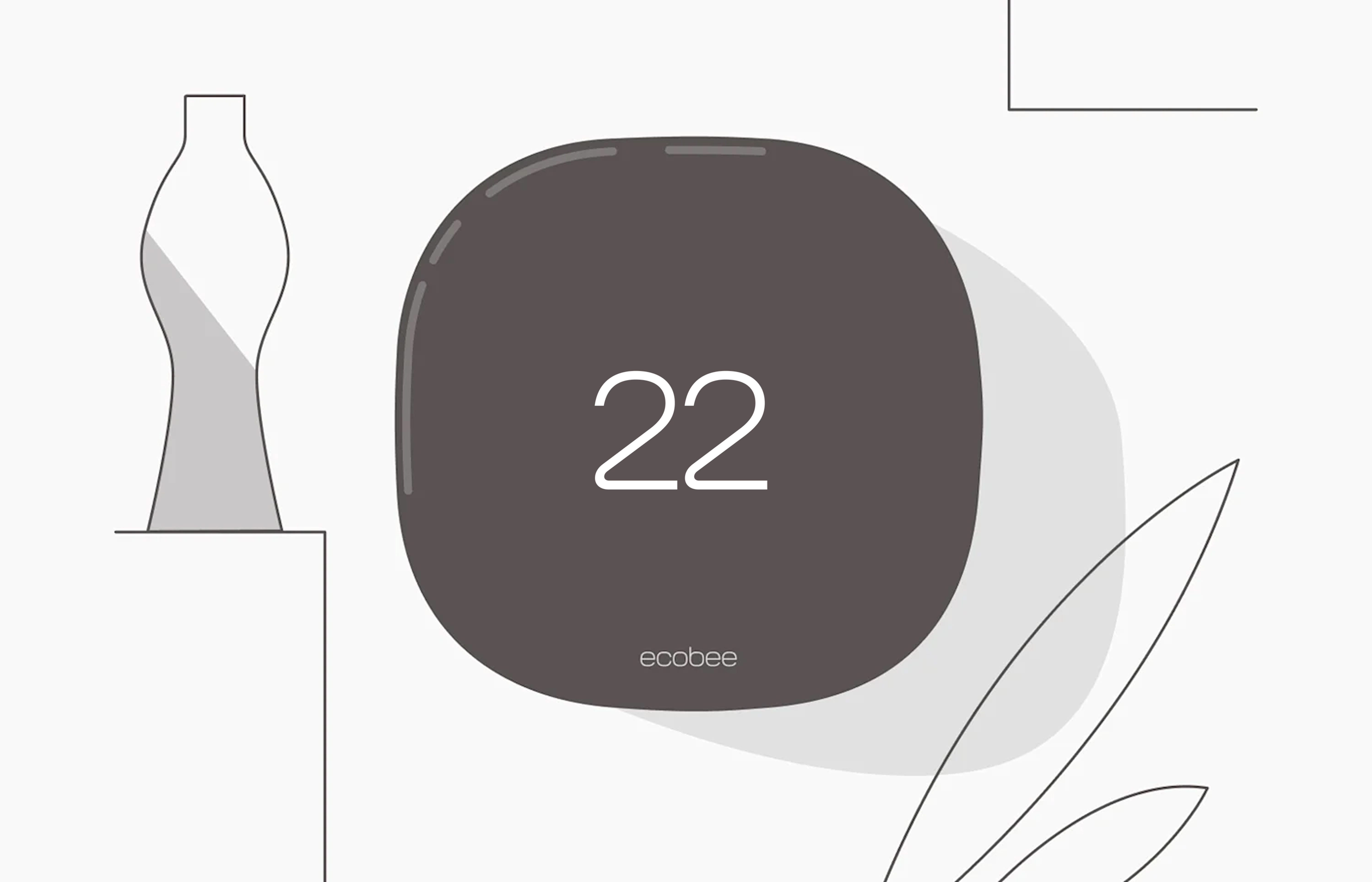 Illustration du thermostat ecobee avec l'indication « salut » à l’écran