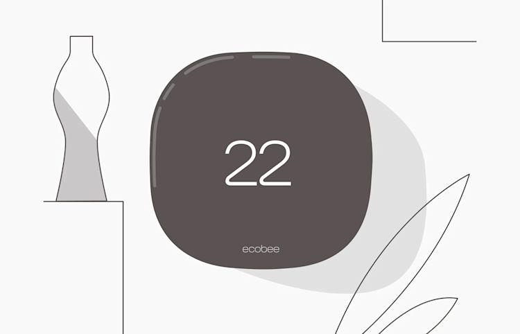 Illustration du thermostat ecobee avec l'indication « salut » à l’écran