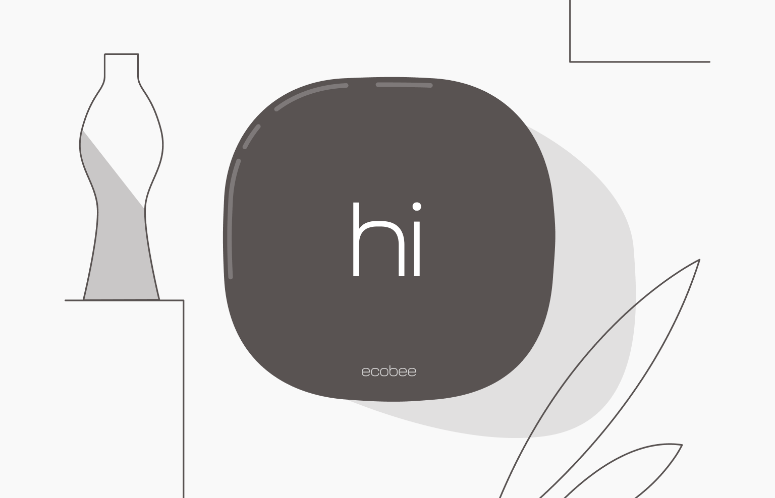 illustration of ecobee thermostat with "hi" written on the screen