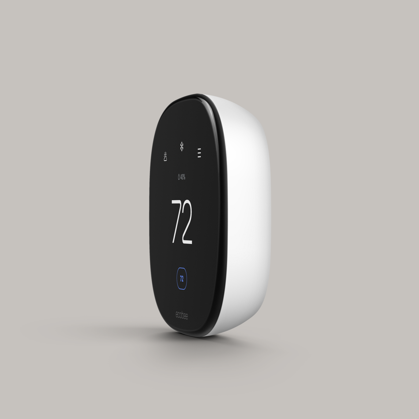 ecobee smart thermostat enhanced on a grey background