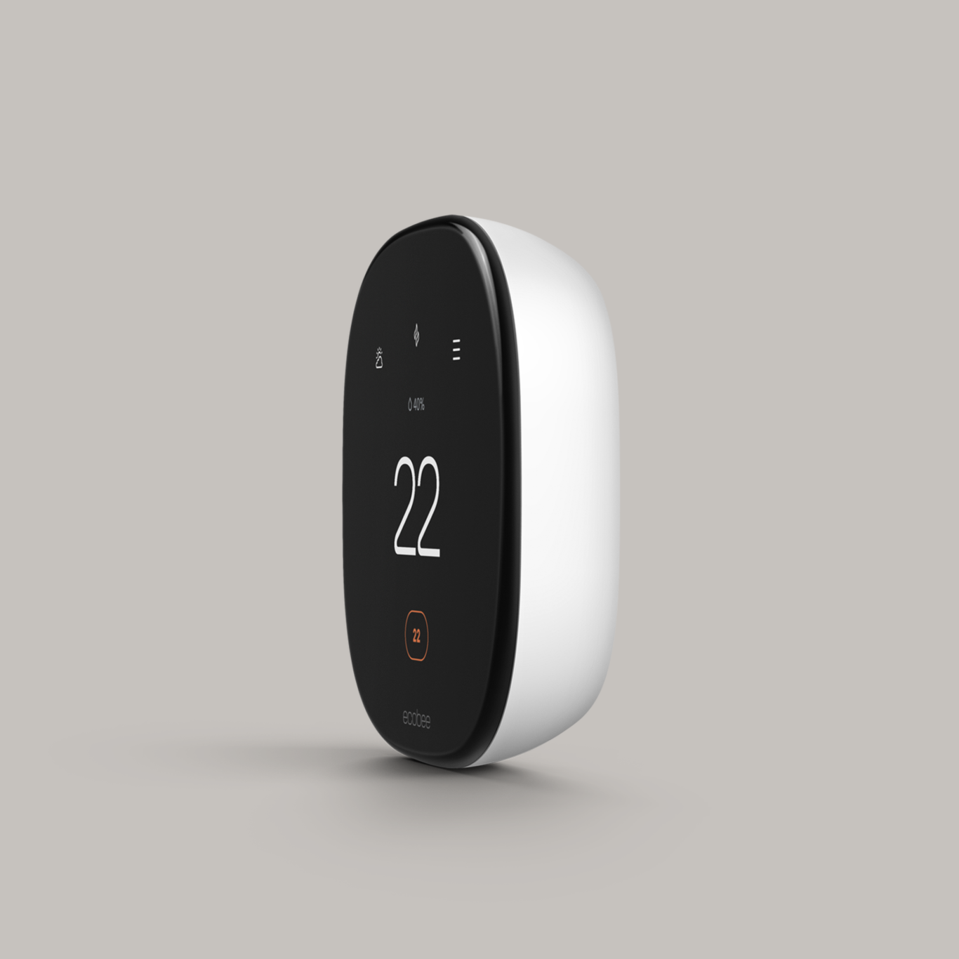 ecobee smart thermostat enhanced on a grey background