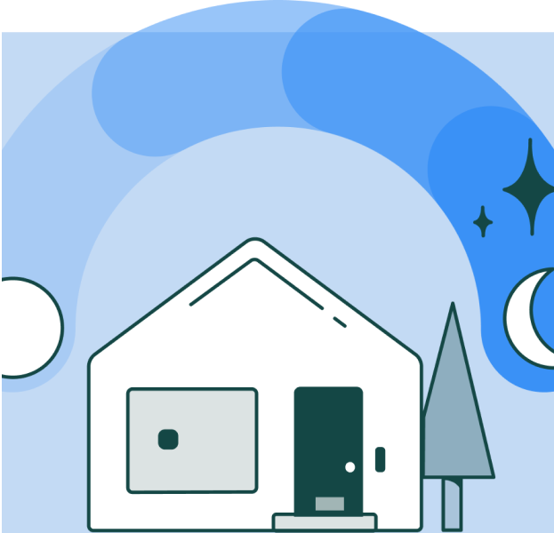 illustration of a house with a toggle over it indicating day to night