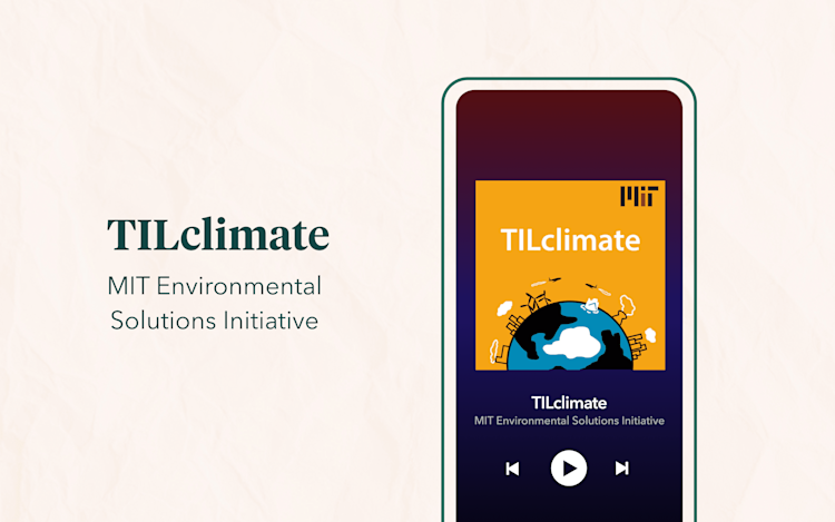 Banner image featuring a smartphone playing an episode of the TILclimate podcast.