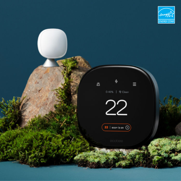 ecobee Smart Thermostat Premium Black Thermostat and Room Sensor with Wi-Fi  Compatibility in the Smart Thermostats department at