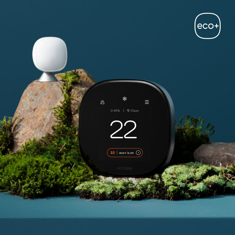 ecobee Smart Thermostat Premium on a blue background