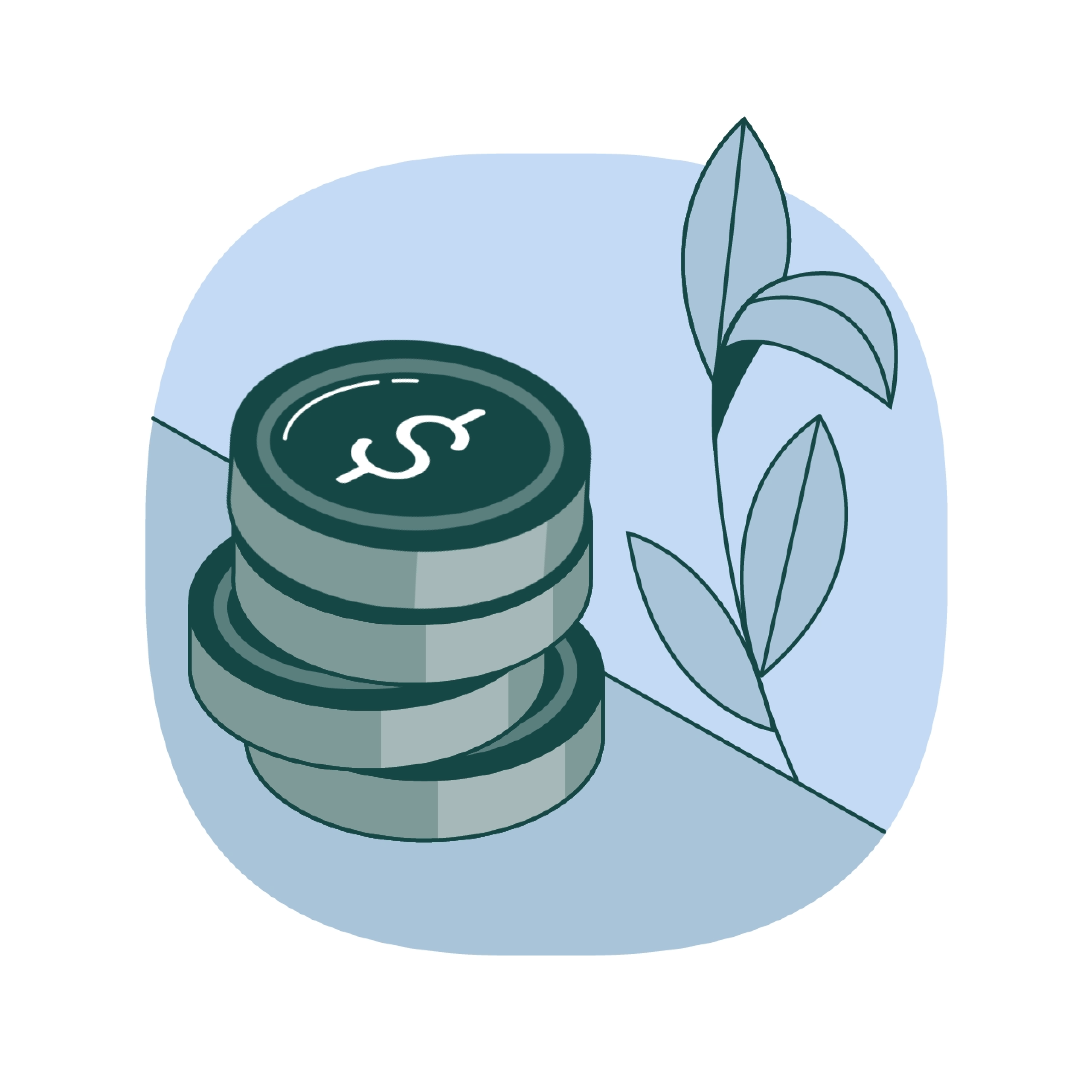 illustration of coins and a plant