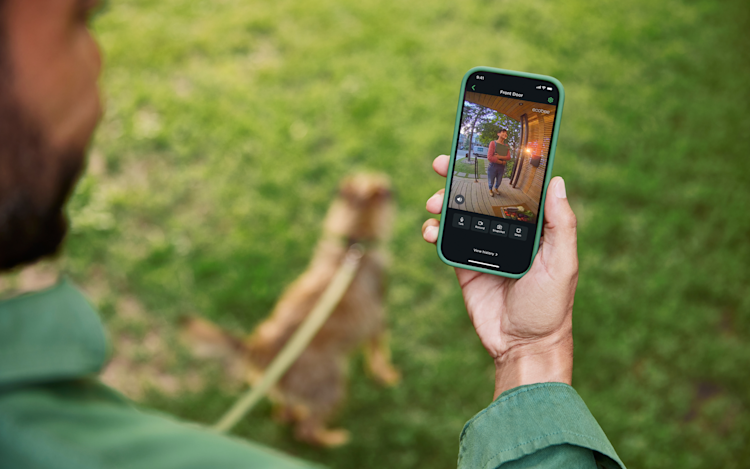 The live view of ecobee's Smart Doorbell Camera from a mobile phone in ecobee's app.