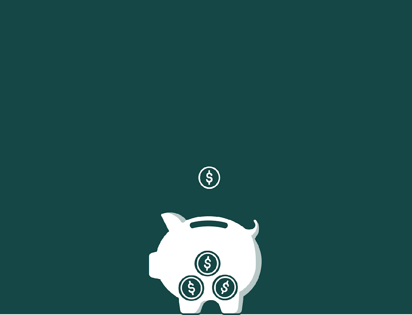 piggy bank with coins in it on a green background