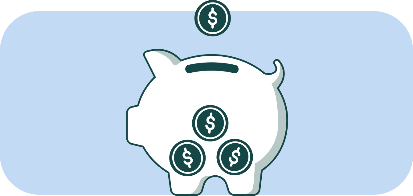 icon of a piggy bank with coins