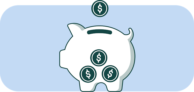 icon of a piggy bank with coins