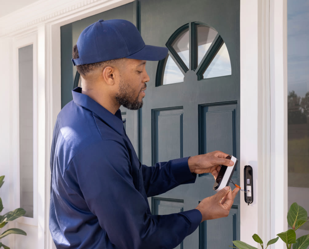 a pro installer installs the ecobee smart doorbell camera