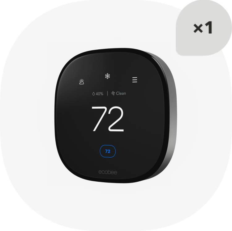 smart thermostat premium with an arrow indicating a quantity of one