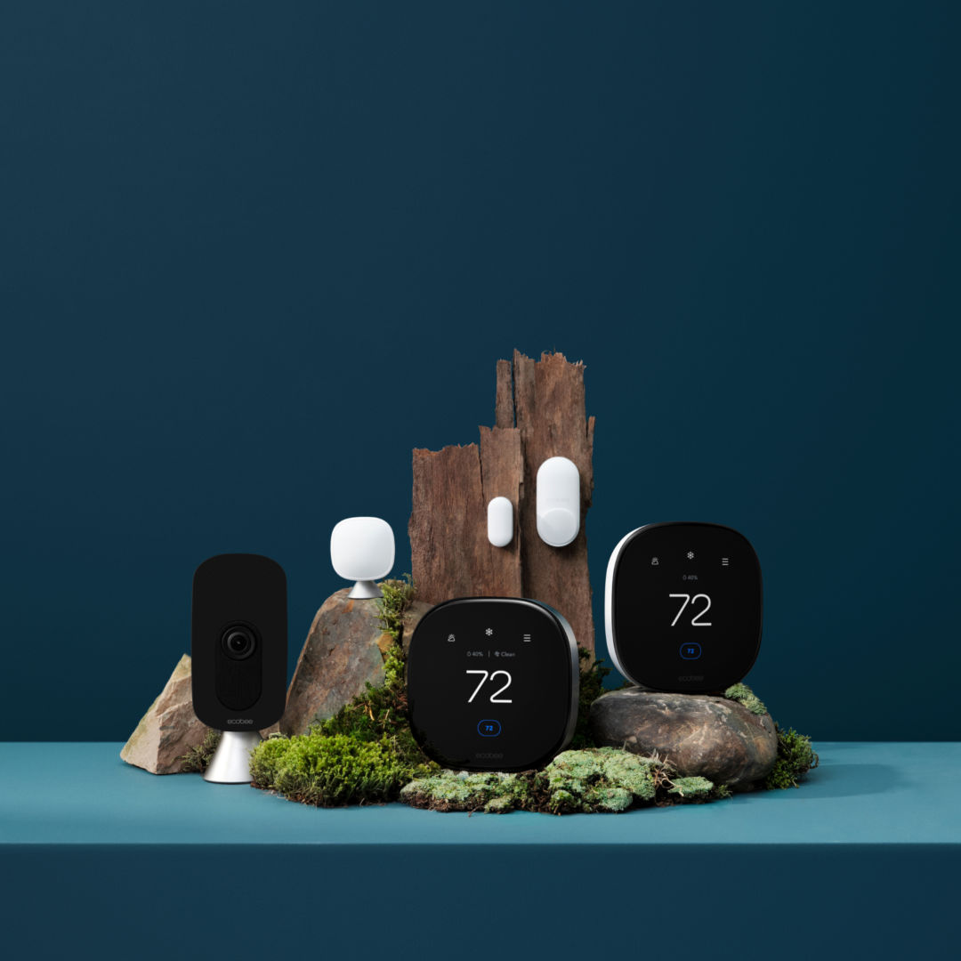 ecobee products on a blue background