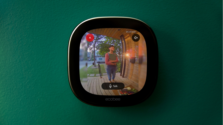 Live view of ecobee Smart Doorbell Camera footage on ecobee Smart Thermostat Premium.