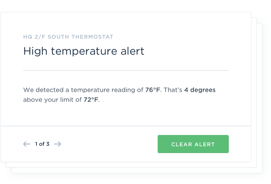 An image of a notification for a high temperature alert.