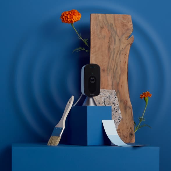 ecobee SmartCamera with voice control on a blue background