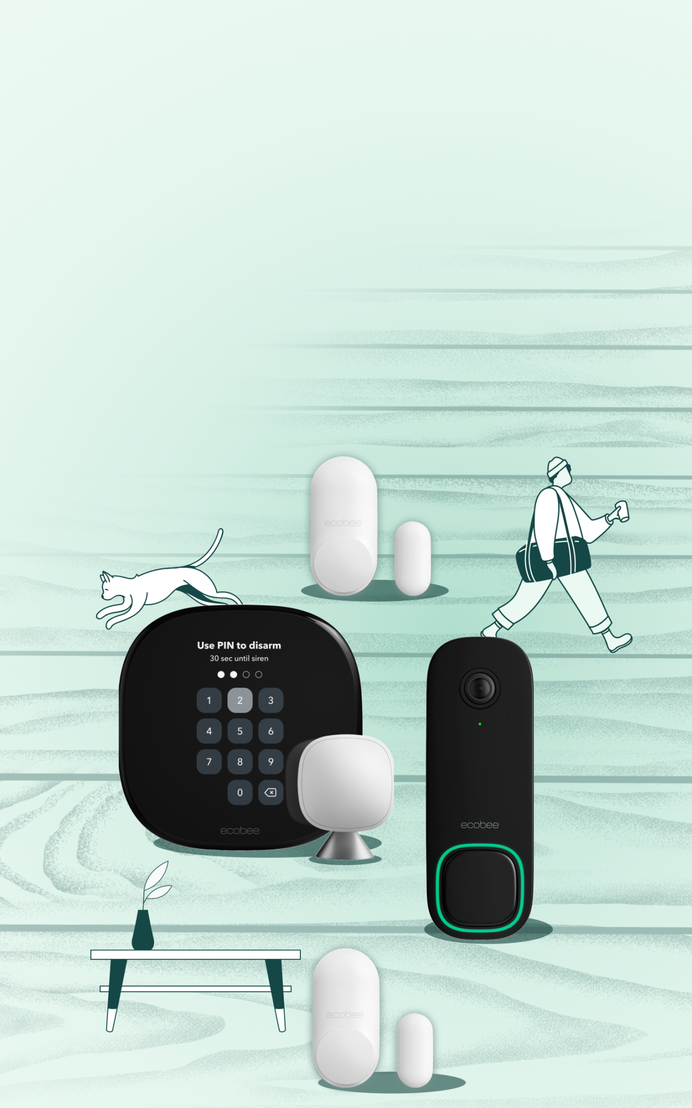ecobee products on a green background
