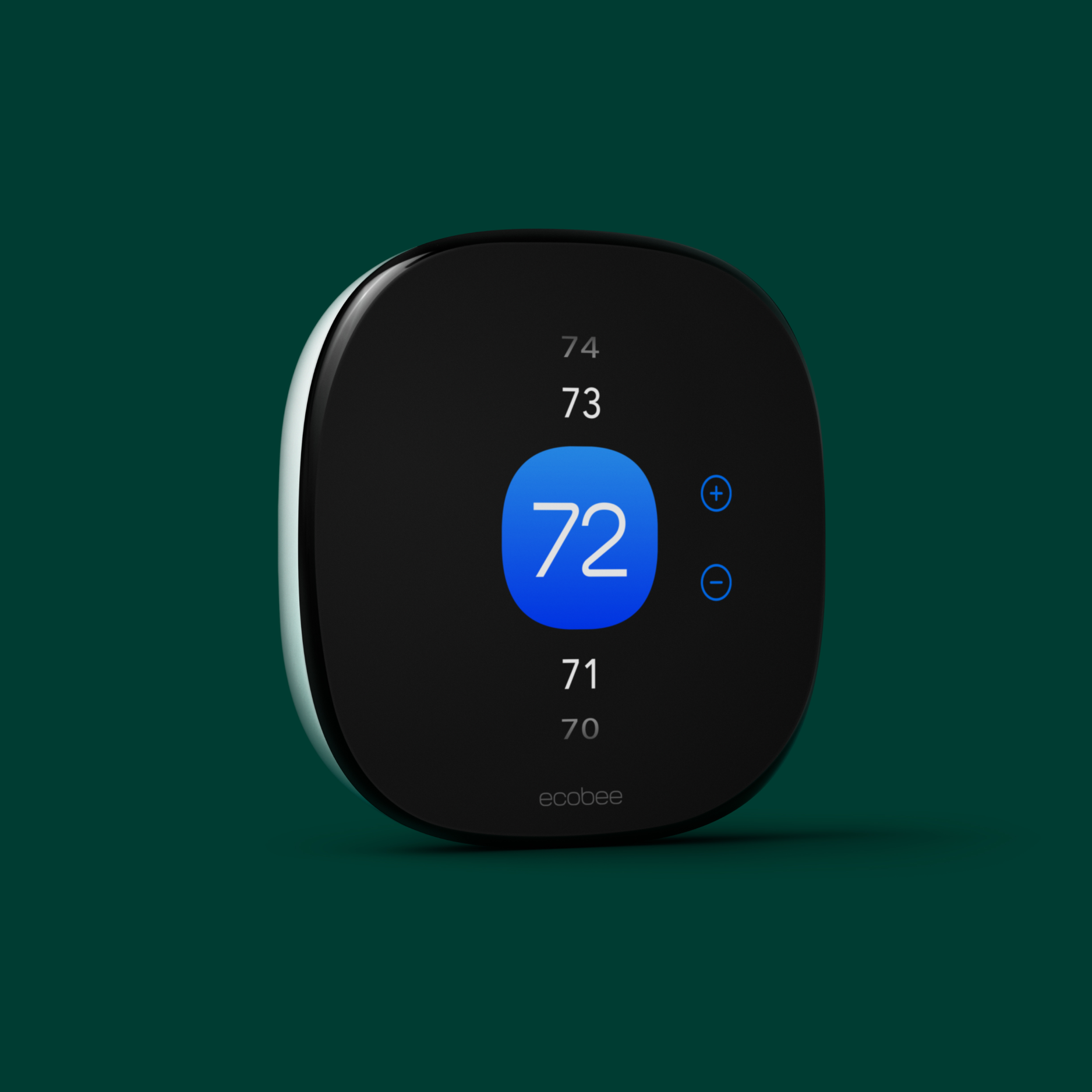 smart thermostat enhanced on a green background