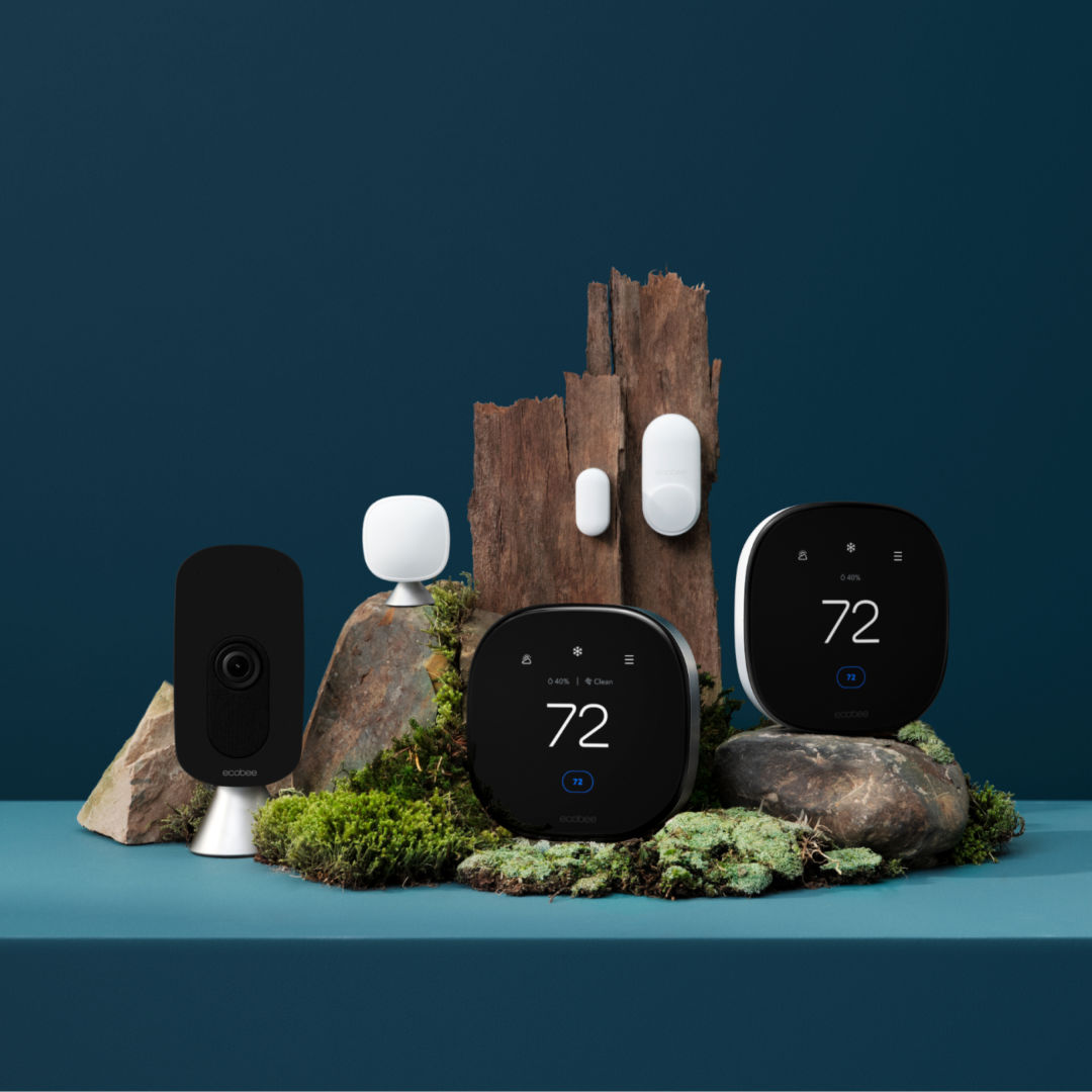 ecobee products on a blue background