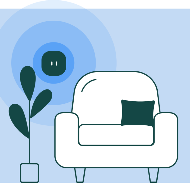 illustration of a chair next to an ecobee thermostat