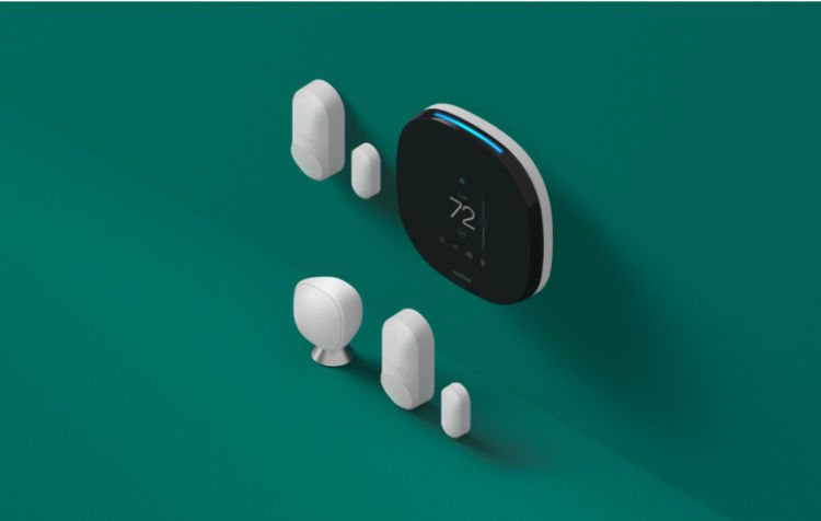 ecobee Smart Security Starter Kit, which consists of smartthermostat with voice control, smartsensor, and smartsensors for doors & windows