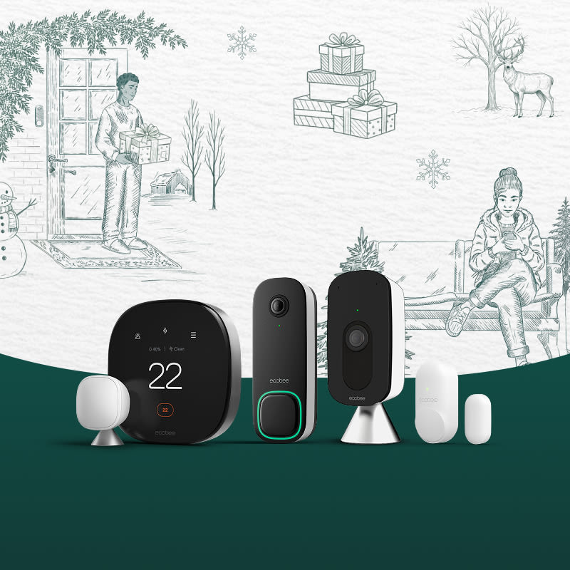 ecobee products with holiday illustrations