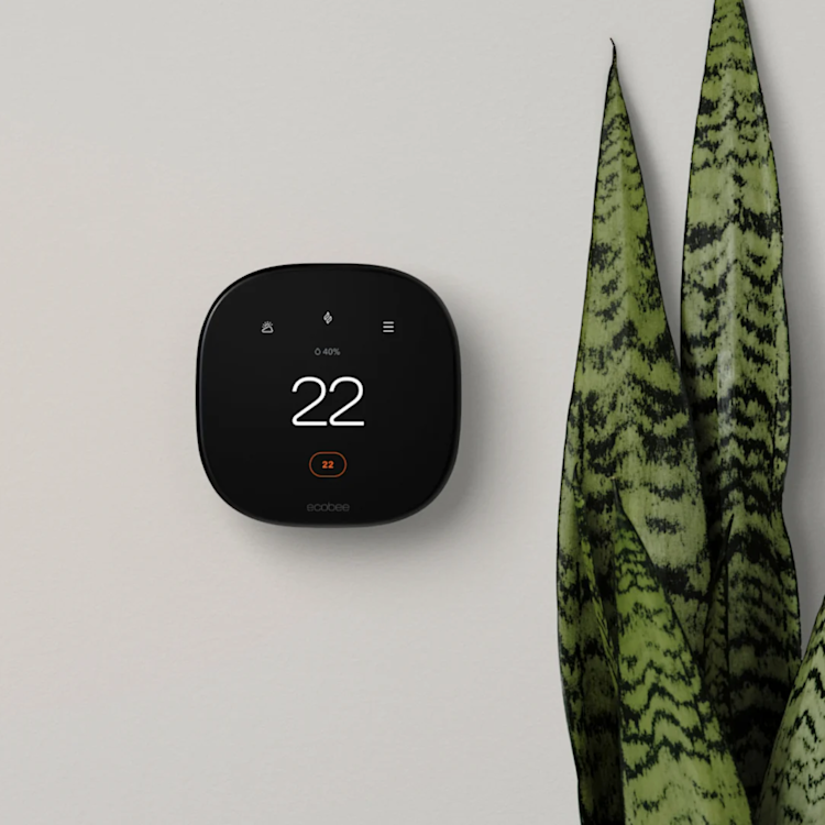 ecobee smart thermostat enhanced on a wall