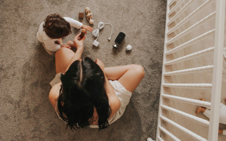 Image of a family installing an ecobee camera.