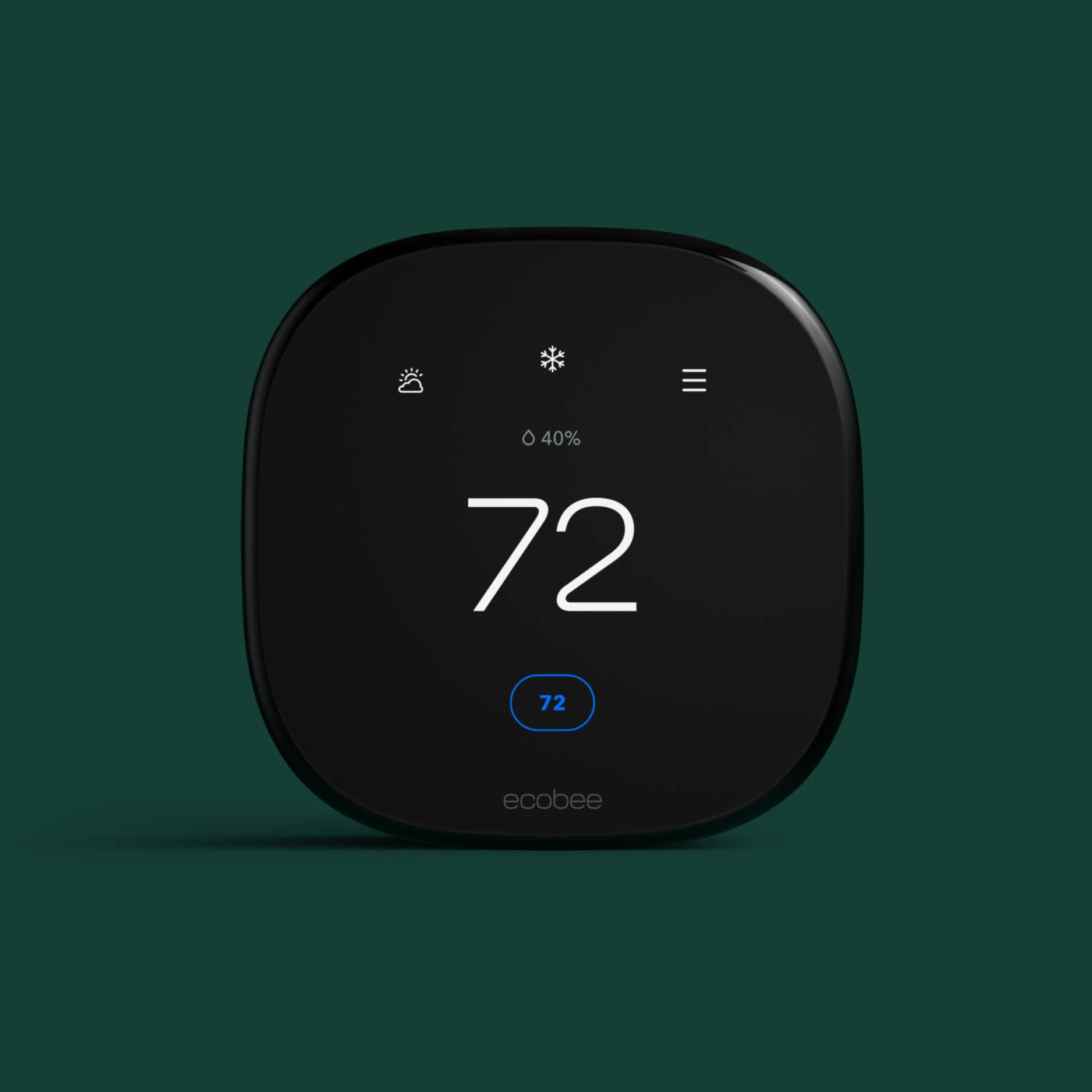smart thermostat enhanced on a green background