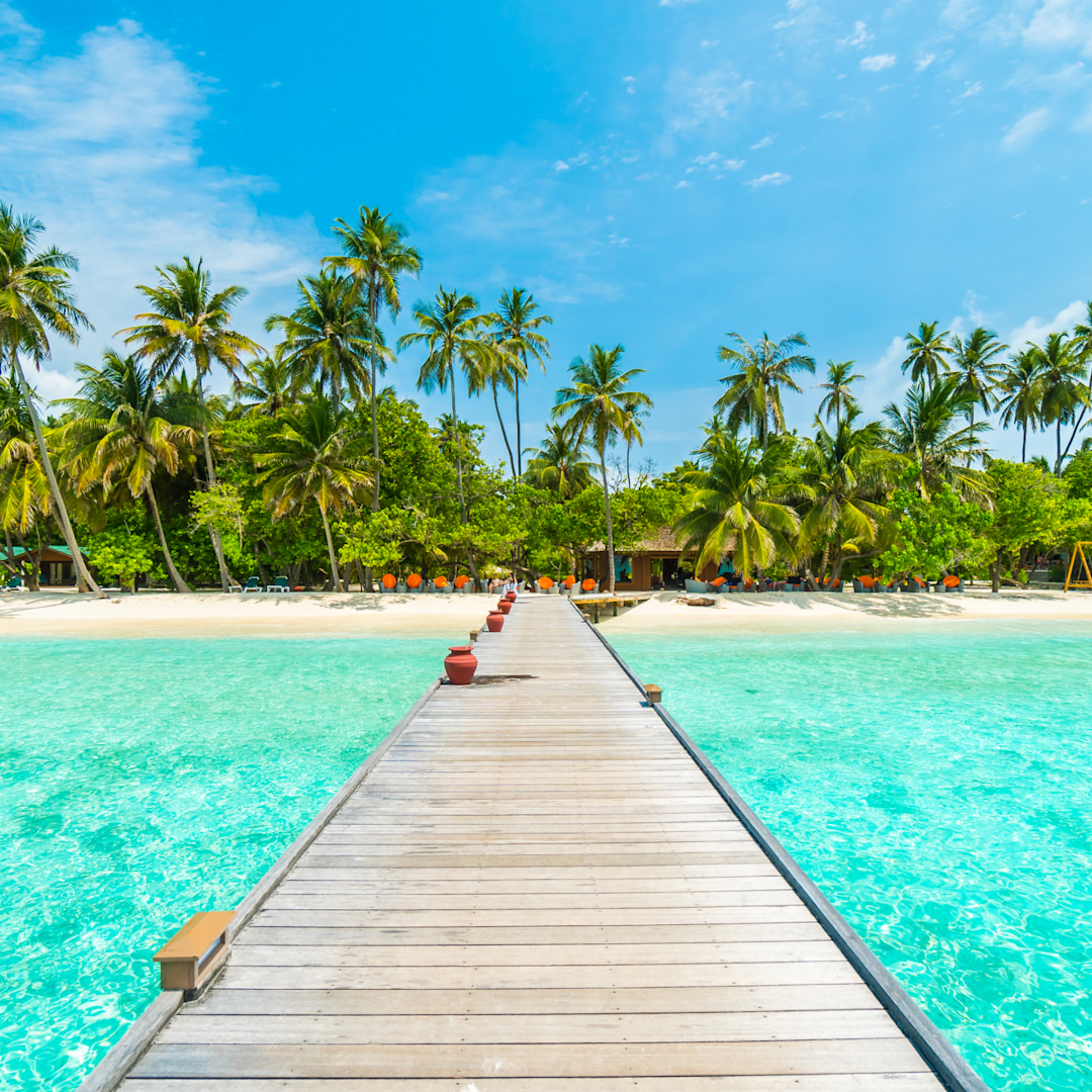 Tropical beach with crystal clear water.
