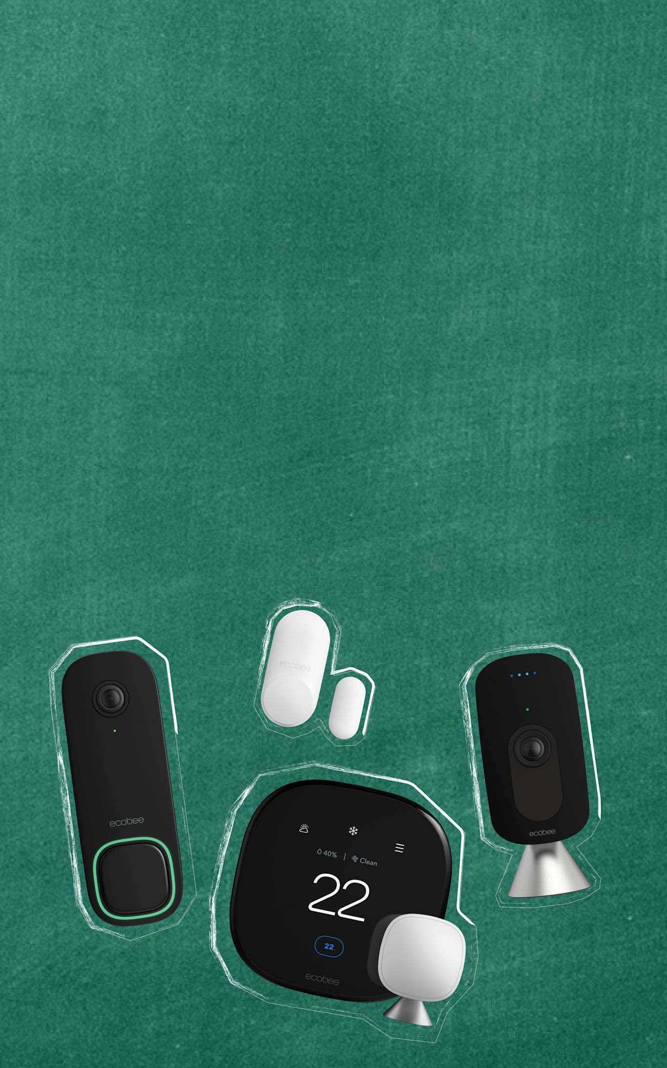 ecobee products on a chalkboard background