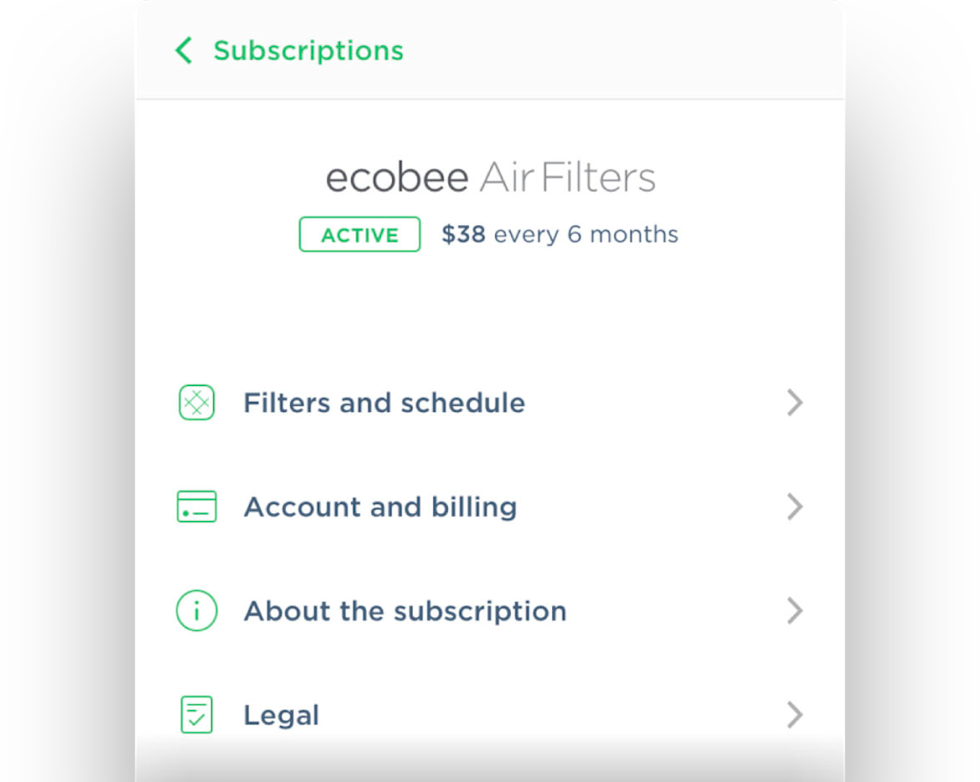 Air filter delivery service ecobee Air Filter subscription ecobee