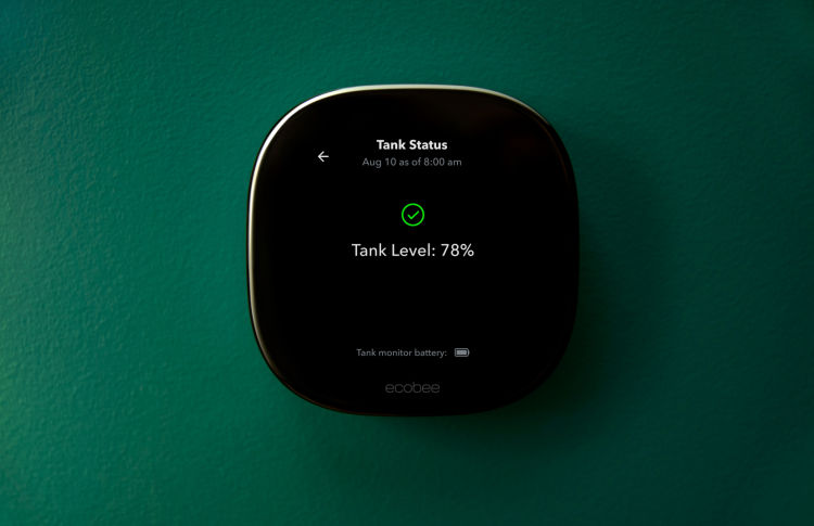 Tank integration status on ecobee Smart Thermostat Premium.