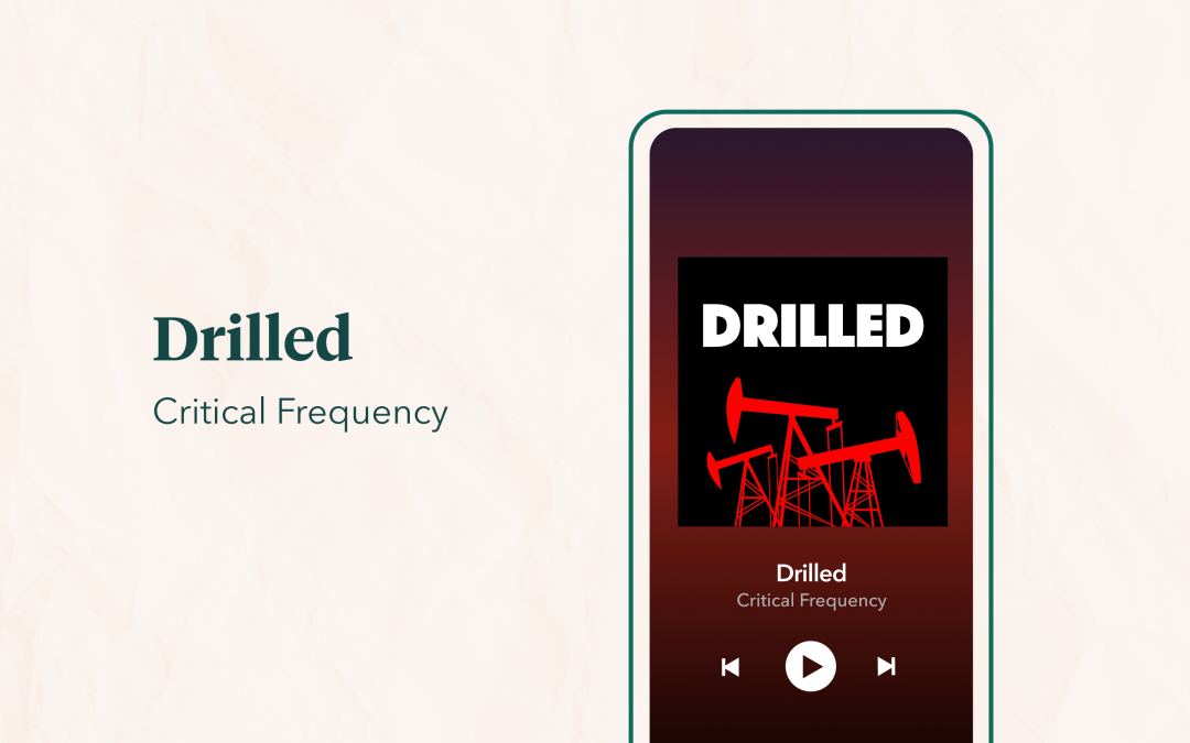 Banner image featuring a smartphone playing an episode of the Drilled podcast.