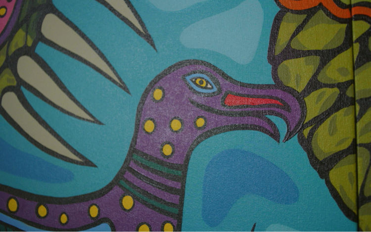 Close-up of one of the animals on Philip Cote's painting for ecobee.