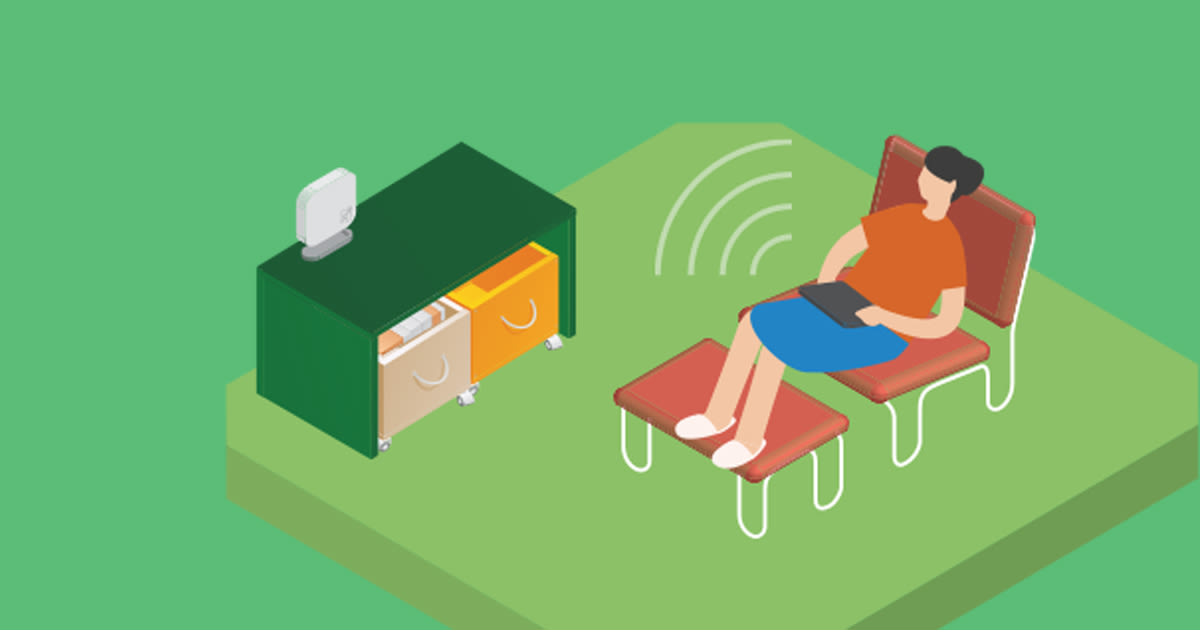 An illustration of a person sitting with a device communicating with an ecobee sensor.