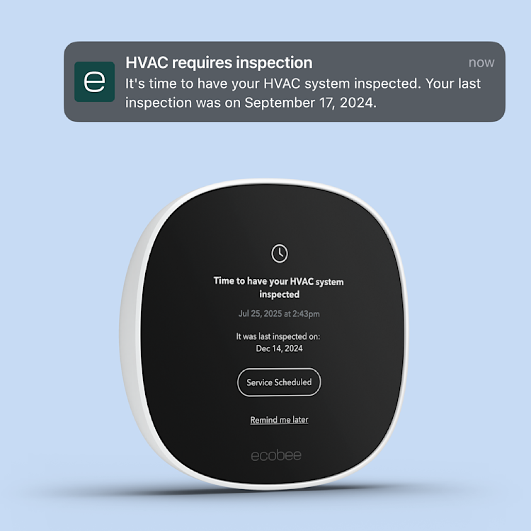ecobee thermostat showing a notification